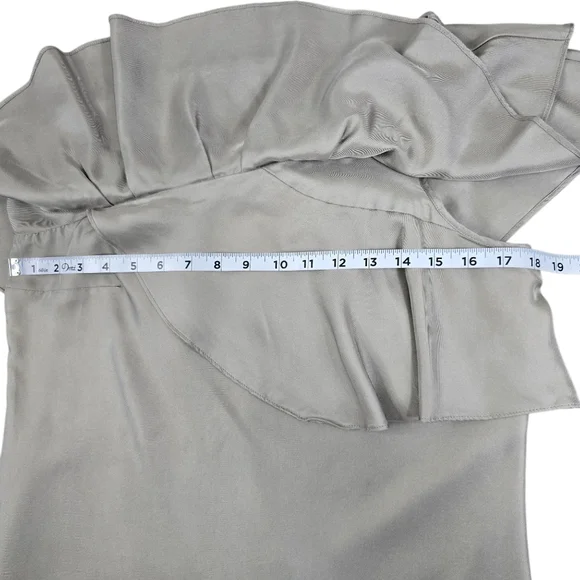 ⭐️Banana Republic One Shoulder Champagne  Ruffled Dress Sz 10 - Picture 7 of 10